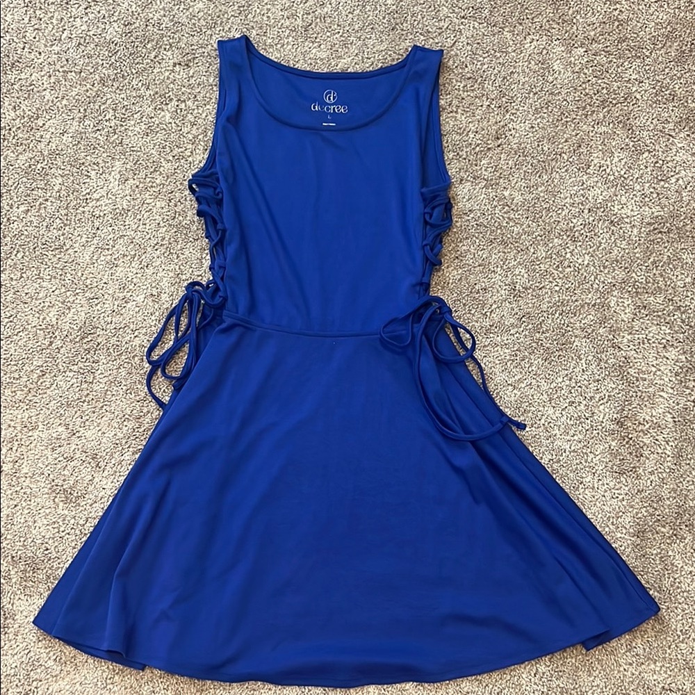 Decree Blue Tie Front Sundress Mini